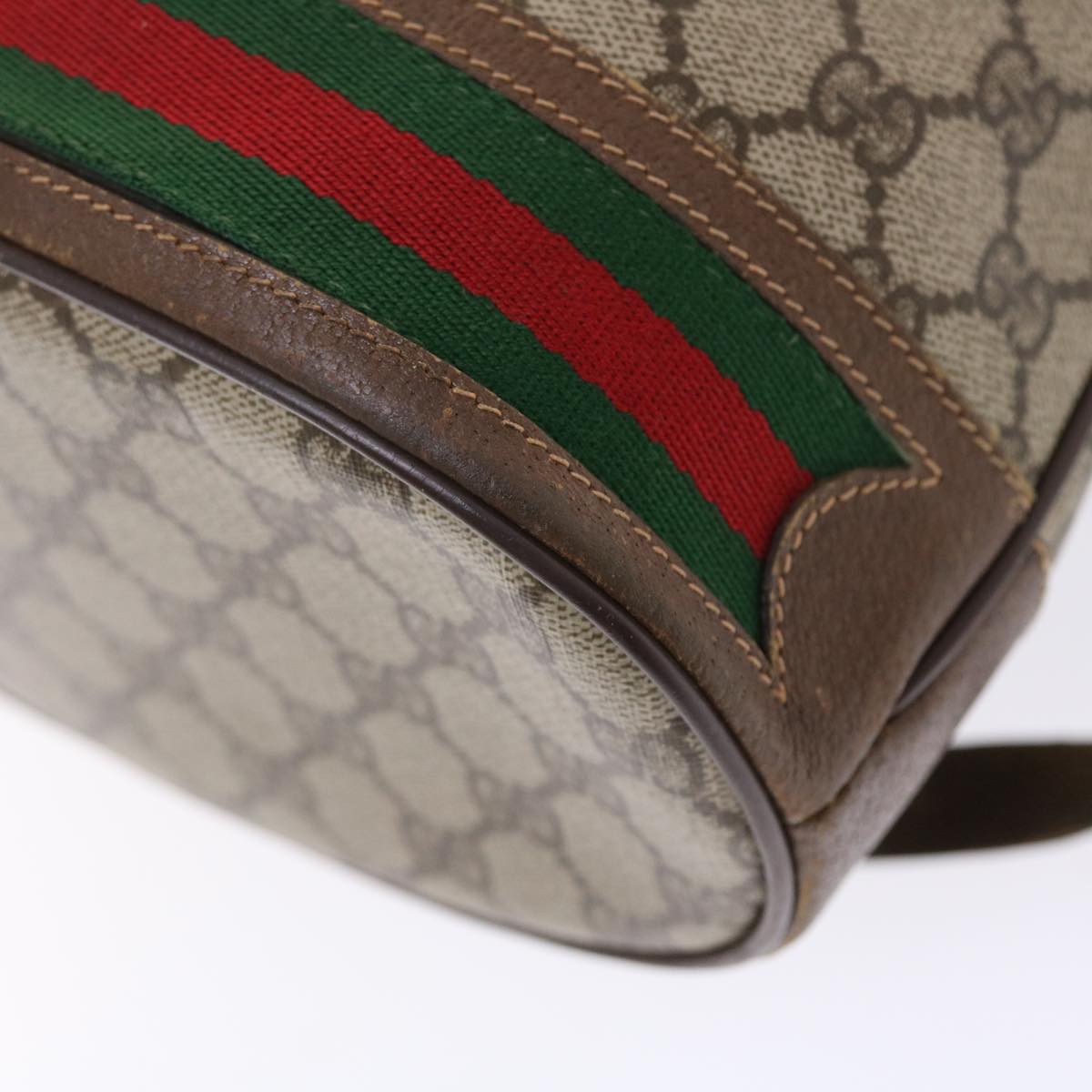 GUCCI GG Canvas Web Sherry Line Shoulder Bag Beige Red Green  tb826