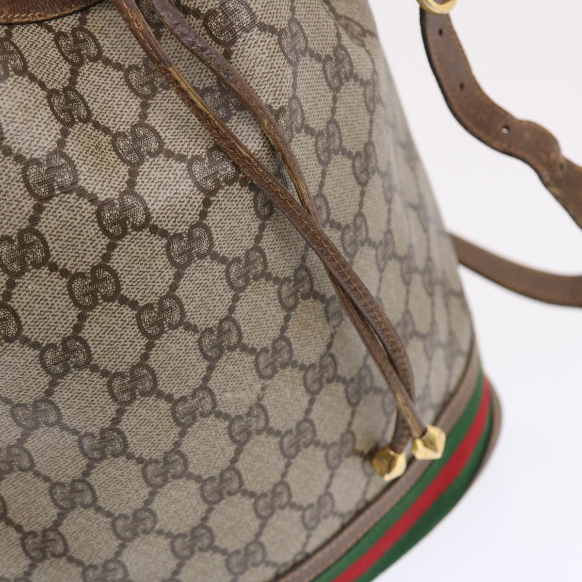 GUCCI GG Canvas Web Sherry Line Shoulder Bag Beige Red Green  tb826