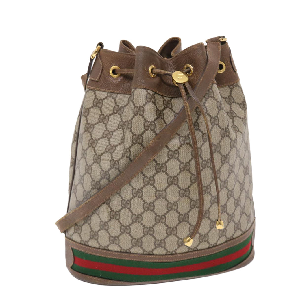 GUCCI GG Canvas Web Sherry Line Shoulder Bag Beige Red Green  tb826