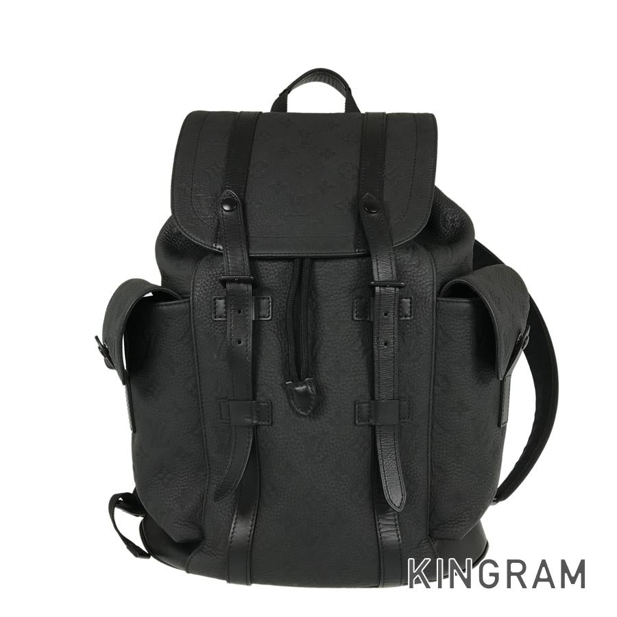 LOUIS VUITTON Monogram Taurillon Clemence Christopher MM Backpack Backpack