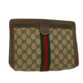 GUCCI GG Canvas Web Sherry Line Clutch Bag Beige Green Red  th2821