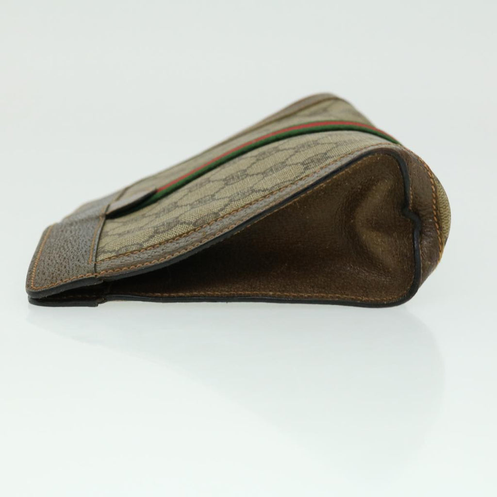 GUCCI GG Canvas Web Sherry Line Clutch Bag Beige Green Red  th2821