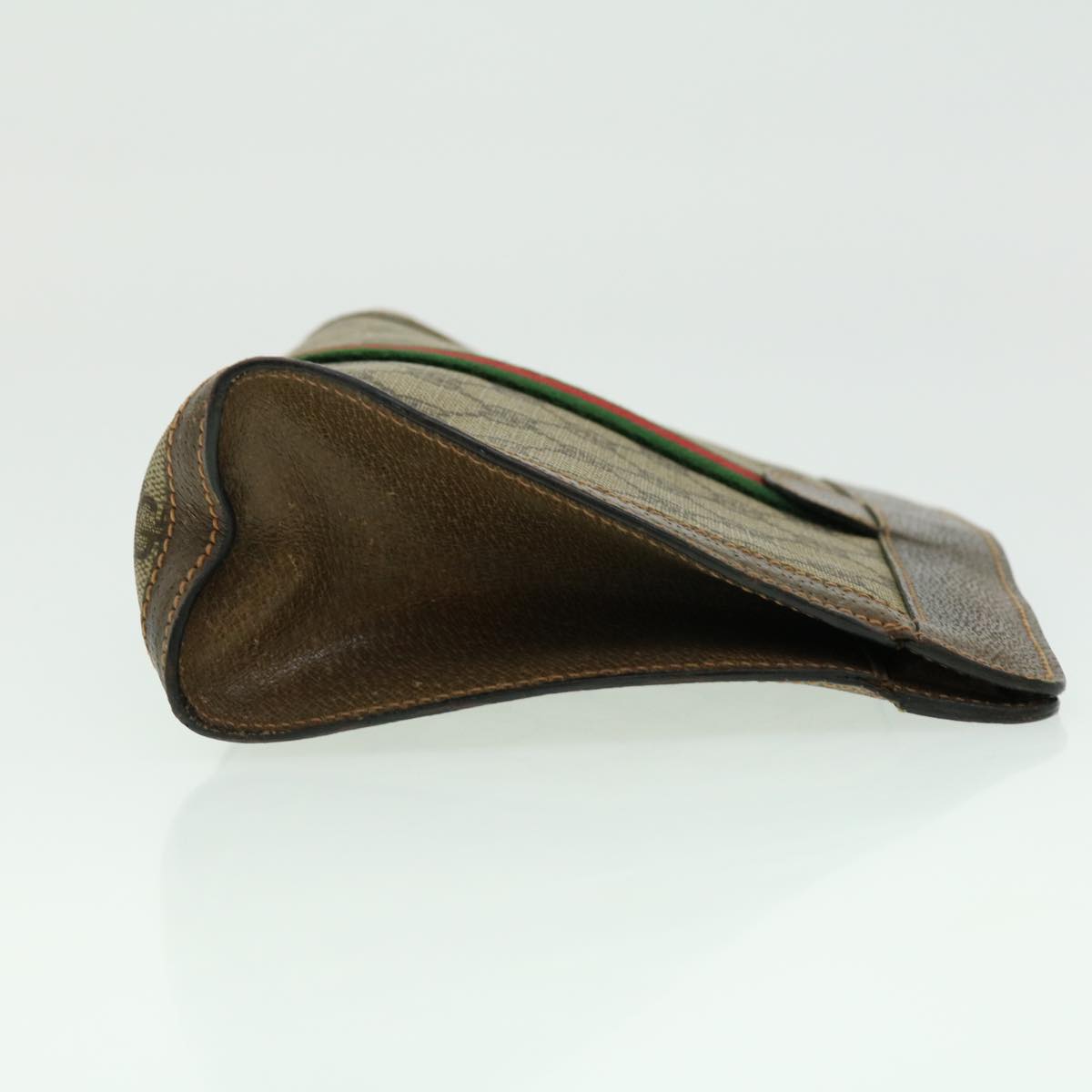 GUCCI GG Canvas Web Sherry Line Clutch Bag Beige Green Red  th2821