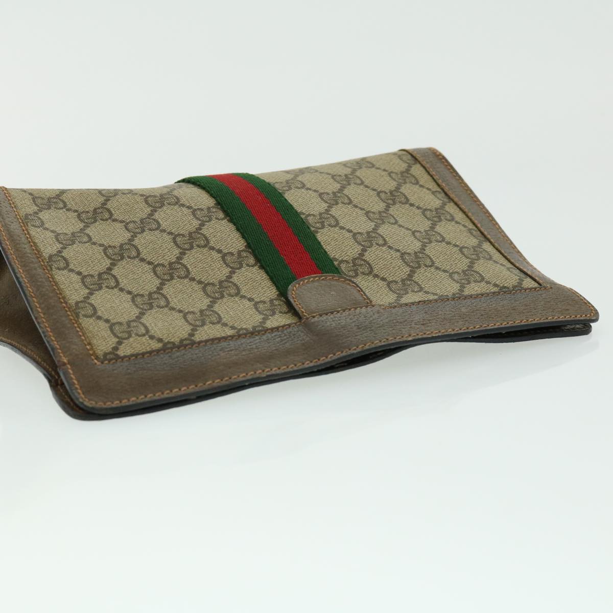 GUCCI GG Canvas Web Sherry Line Clutch Bag Beige Green Red  th2821