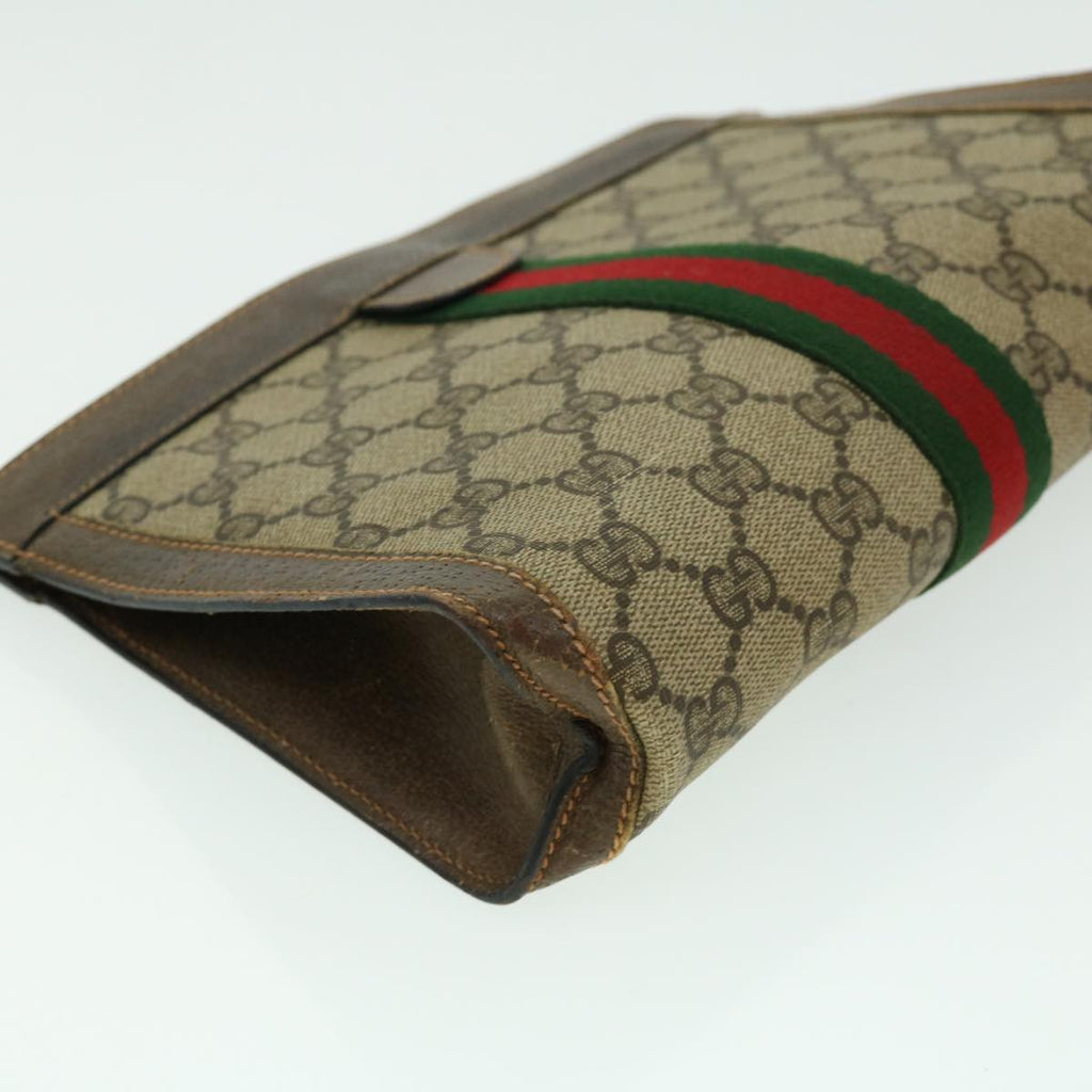 GUCCI GG Canvas Web Sherry Line Clutch Bag Beige Green Red  th2821