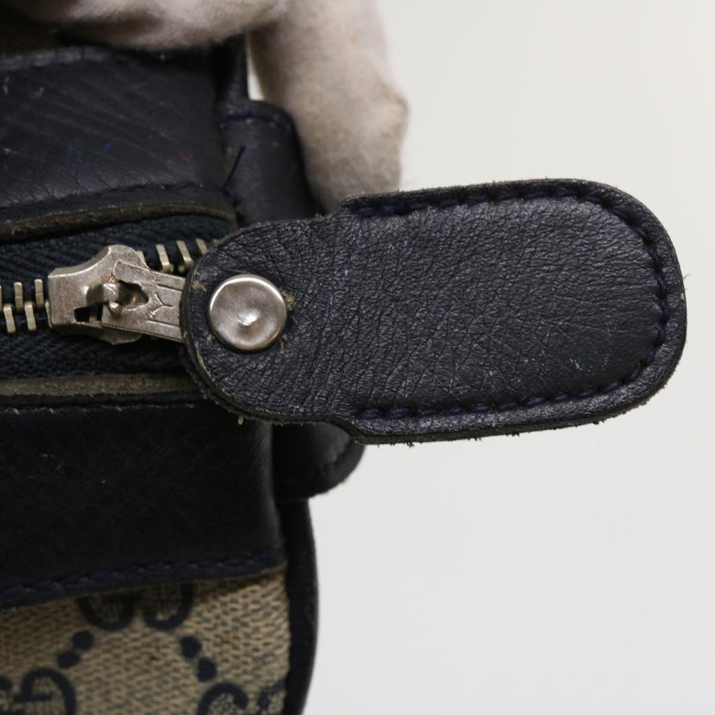 GUCCI GG Canvas Boston Bag PVC Leather Gray Navy  th3293