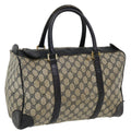 GUCCI GG Canvas Boston Bag PVC Leather Gray Navy  th3293