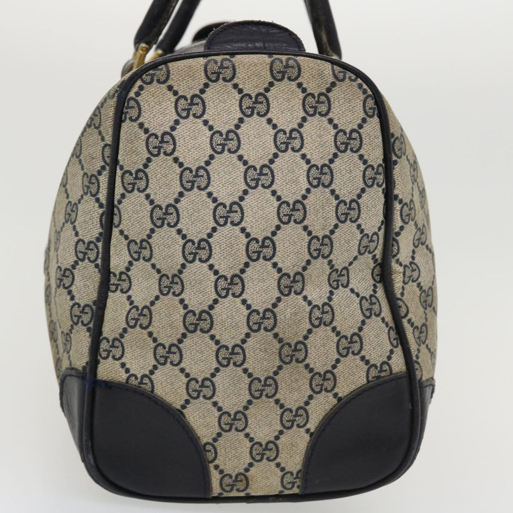 GUCCI GG Canvas Boston Bag PVC Leather Gray Navy  th3293