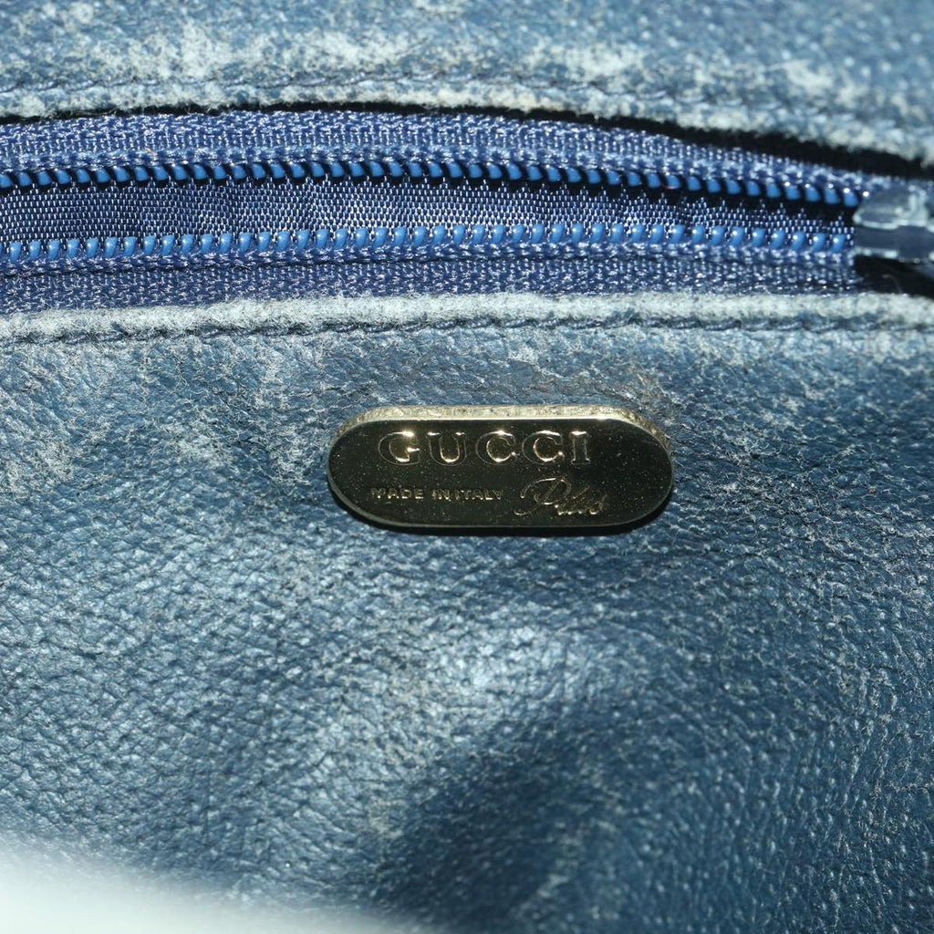 GUCCI GG Plus Canvas Shoulder Bag PVC Leather Gray Navy  th3486