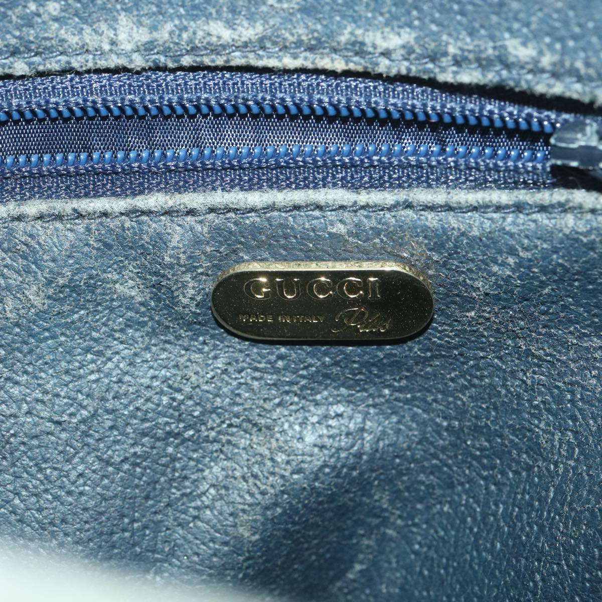GUCCI GG Plus Canvas Shoulder Bag PVC Leather Gray Navy  th3486