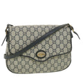 GUCCI GG Plus Canvas Shoulder Bag PVC Leather Gray Navy  th3486