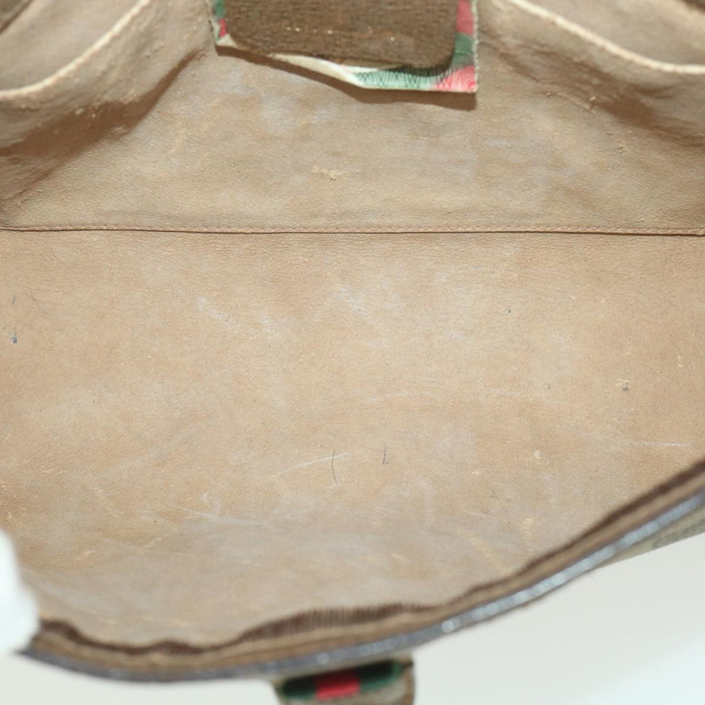 GUCCI GG Canvas Web Sherry Line Clutch Bag Beige Red Green 89 01 033  th3487