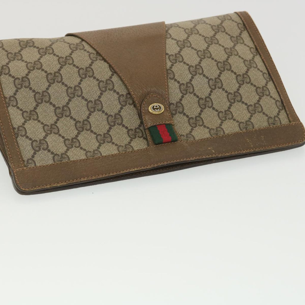GUCCI GG Canvas Web Sherry Line Clutch Bag Beige Red Green 89 01 033  th3487