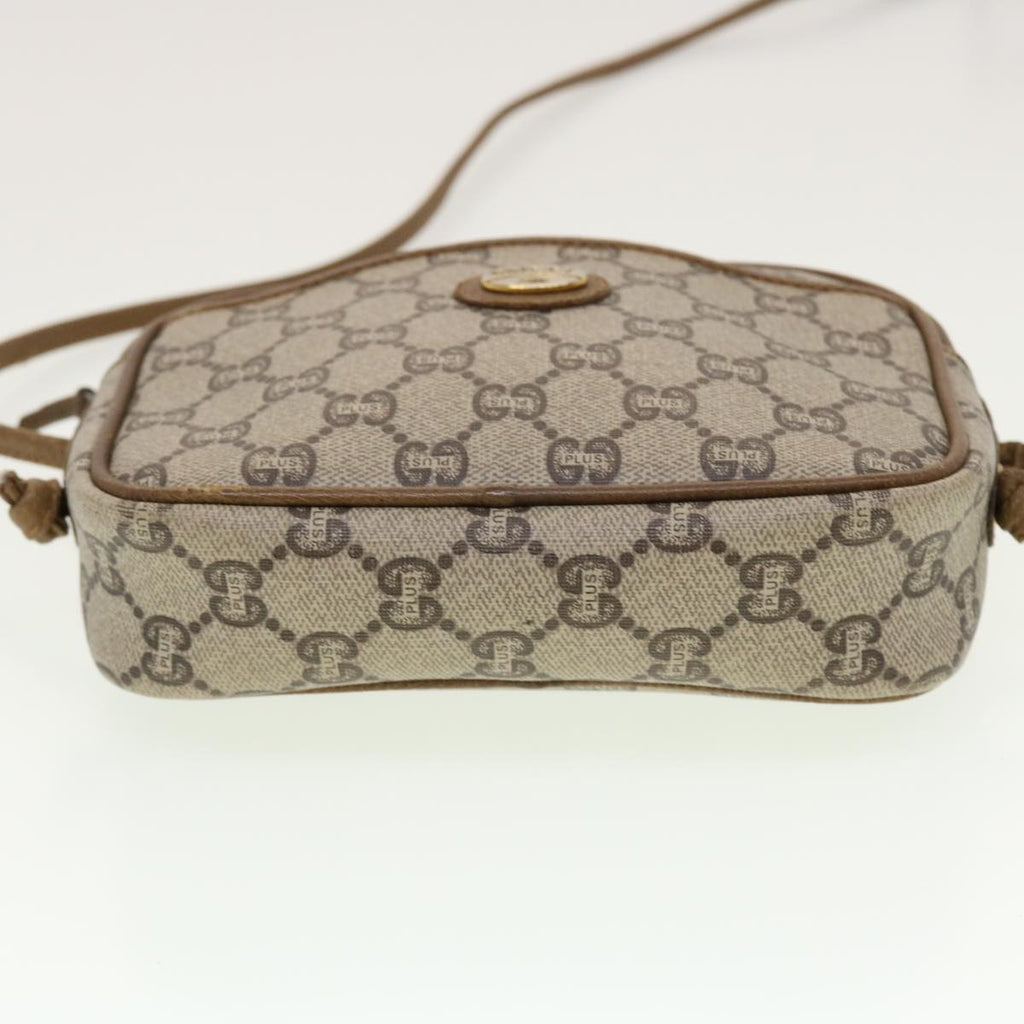 GUCCI GG Plus Canvas Shoulder Bag PVC Leather Beige  th3681