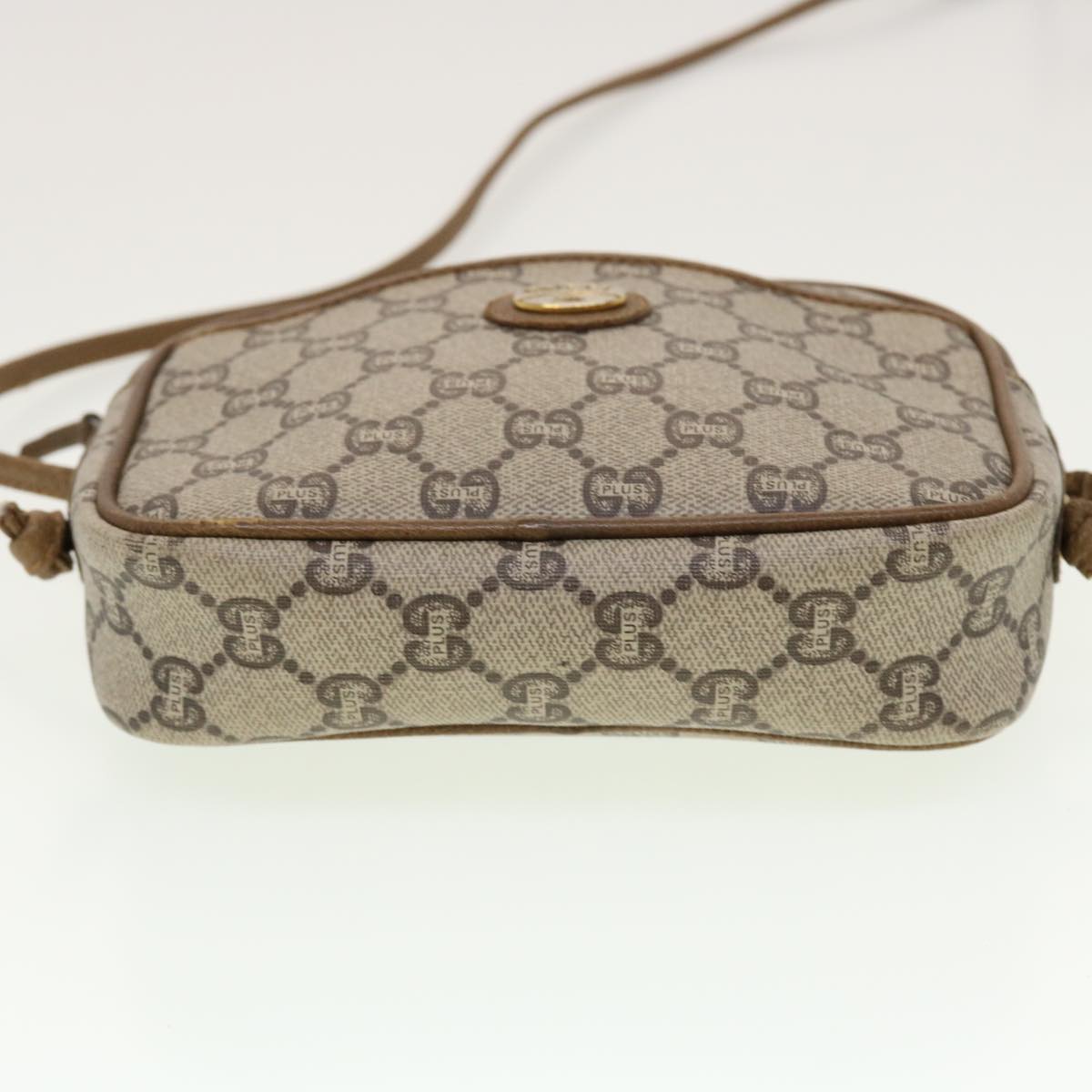 GUCCI GG Plus Canvas Shoulder Bag PVC Leather Beige  th3681