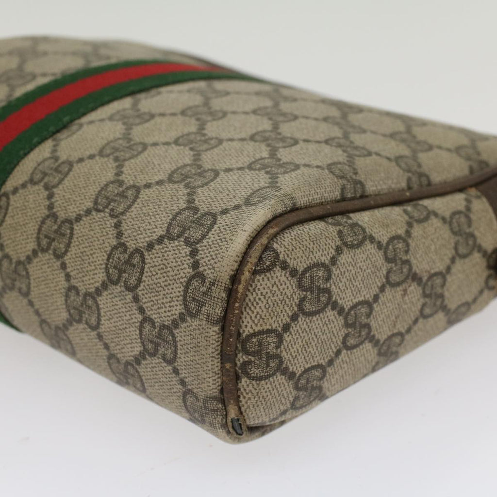 GUCCI GG Canvas Web Sherry Line Clutch Bag Beige Red 27004998  th3783