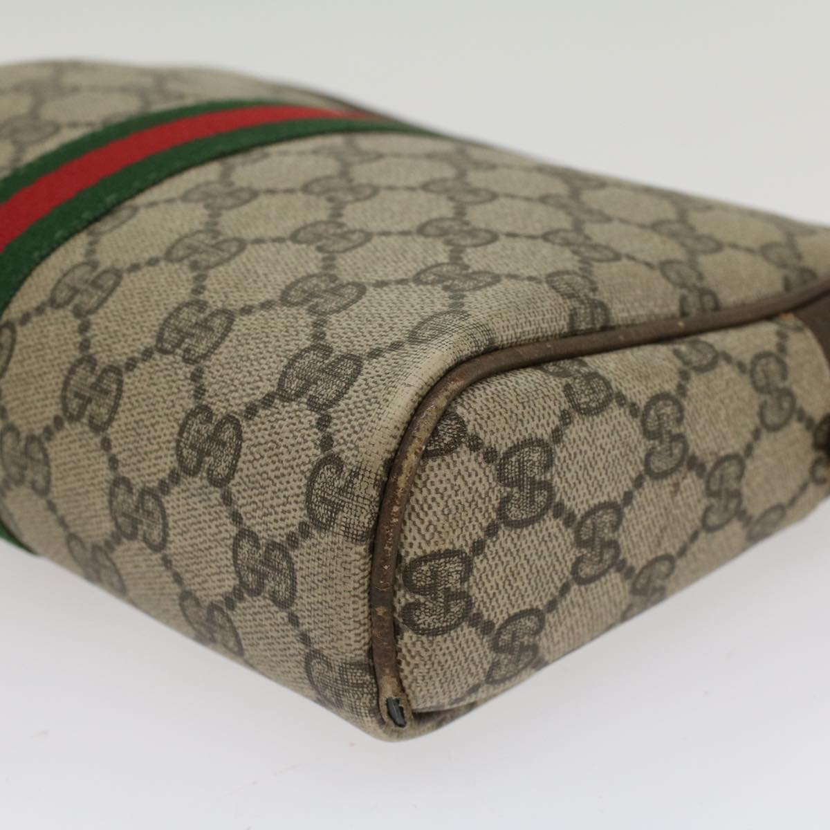 GUCCI GG Canvas Web Sherry Line Clutch Bag Beige Red 27004998  th3783