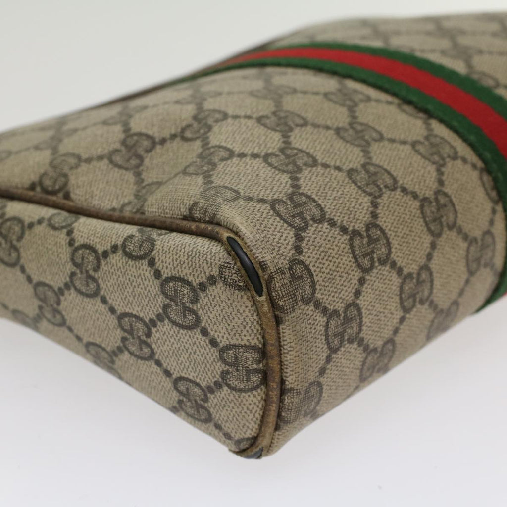 GUCCI GG Canvas Web Sherry Line Clutch Bag Beige Red 27004998  th3783
