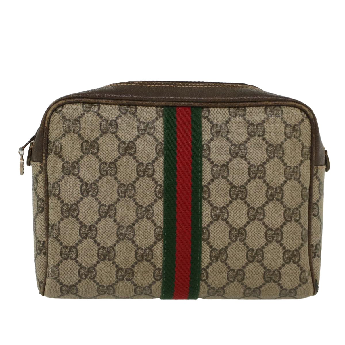 GUCCI GG Canvas Web Sherry Line Clutch Bag Beige Red 27004998  th3783