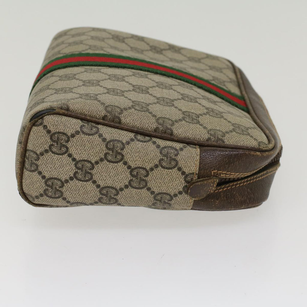 GUCCI GG Canvas Web Sherry Line Clutch Bag Beige Red 27004998  th3783