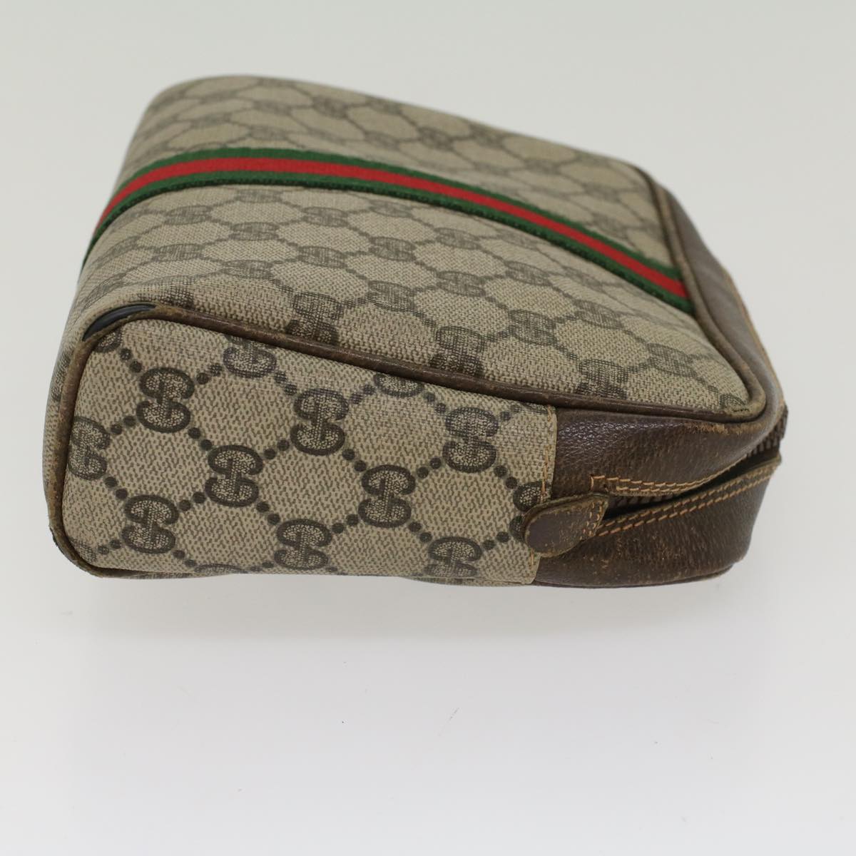 GUCCI GG Canvas Web Sherry Line Clutch Bag Beige Red 27004998  th3783