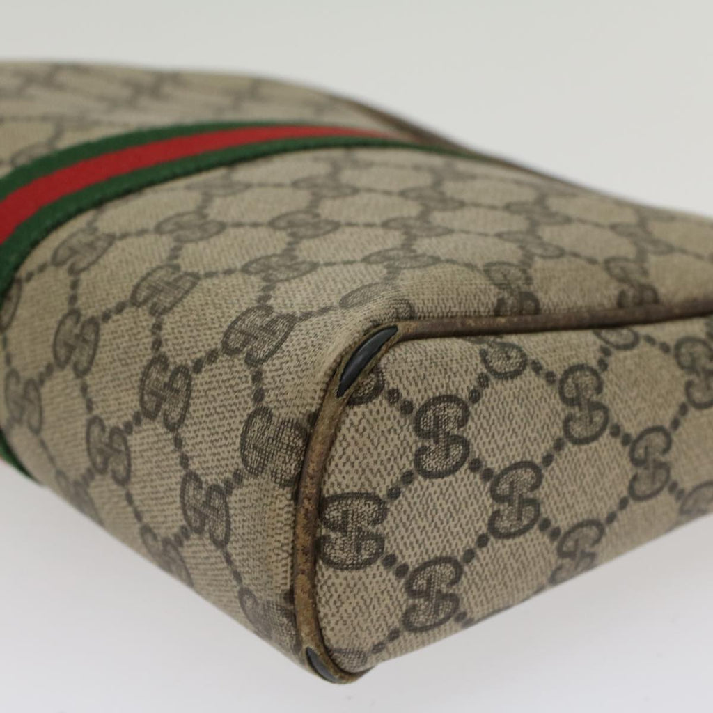 GUCCI GG Canvas Web Sherry Line Clutch Bag Beige Red 27004998  th3783