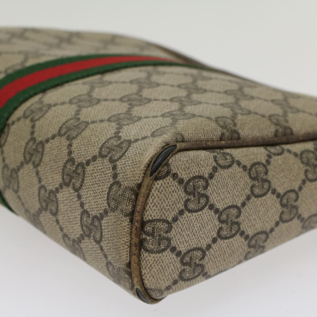 GUCCI GG Canvas Web Sherry Line Clutch Bag Beige Red 27004998  th3783