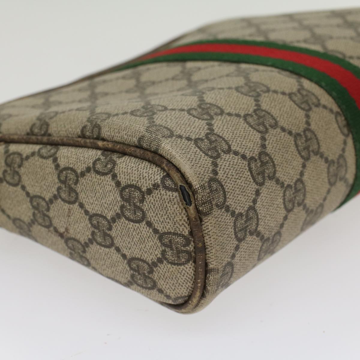 GUCCI GG Canvas Web Sherry Line Clutch Bag Beige Red 27004998  th3783