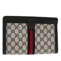 GUCCI GG Canvas Sherry Line Clutch Bag PVC Leather Gray Red Navy  th3819