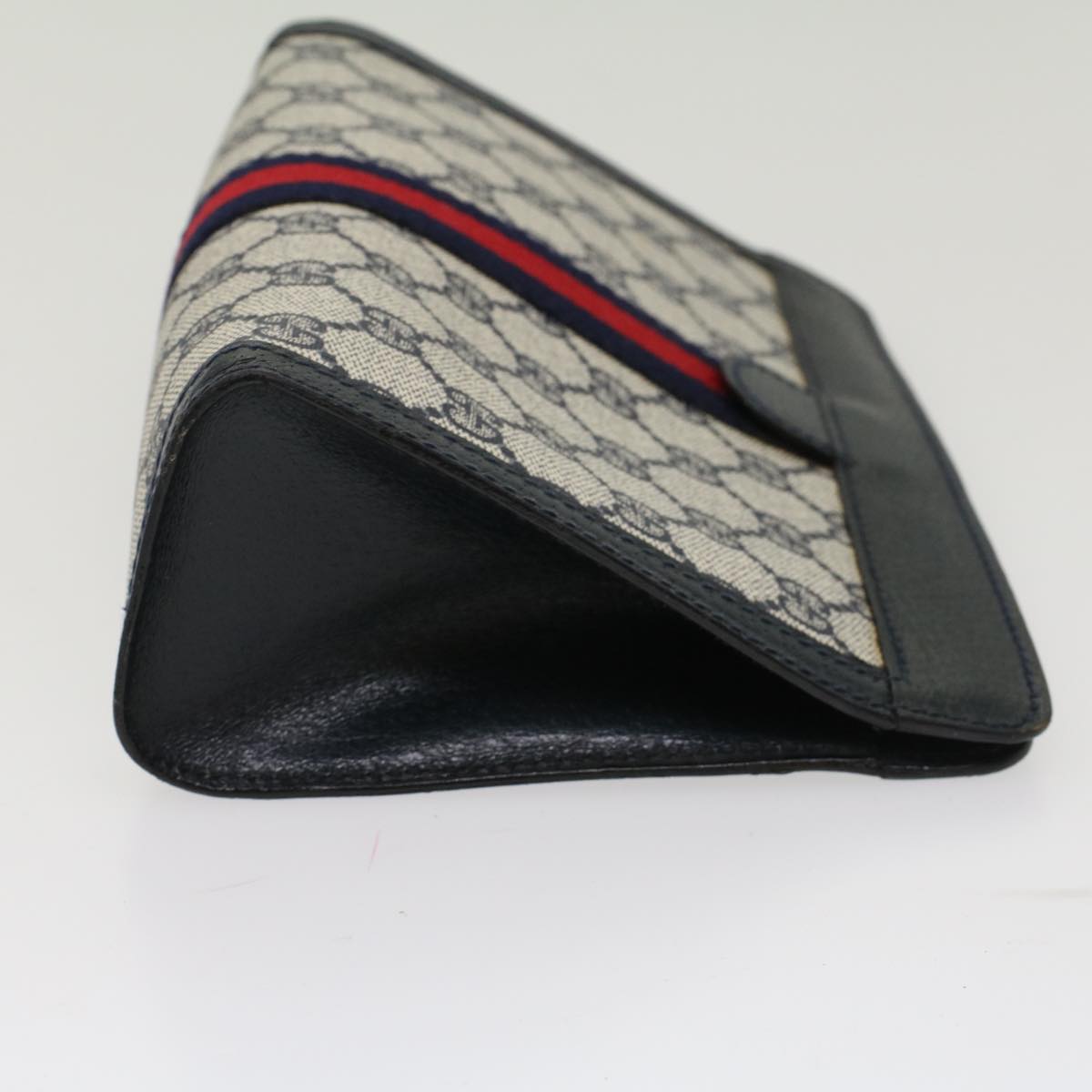 GUCCI GG Canvas Sherry Line Clutch Bag PVC Leather Gray Red Navy  th3819