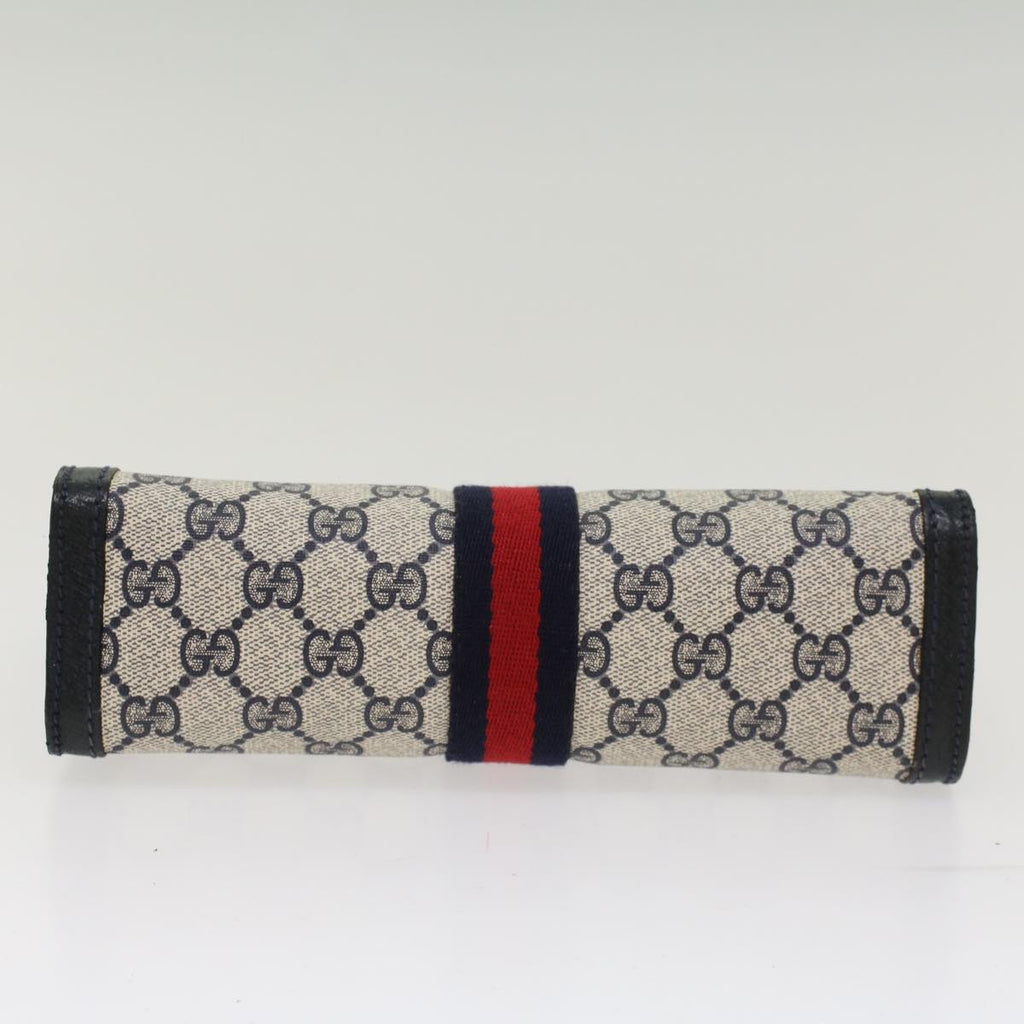GUCCI GG Canvas Sherry Line Clutch Bag PVC Leather Gray Red Navy  th3819