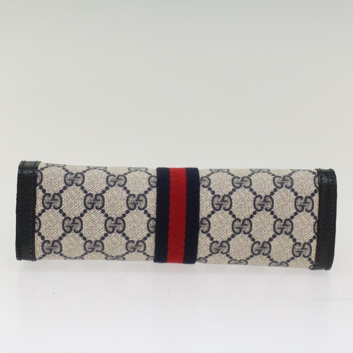 GUCCI GG Canvas Sherry Line Clutch Bag PVC Leather Gray Red Navy  th3819
