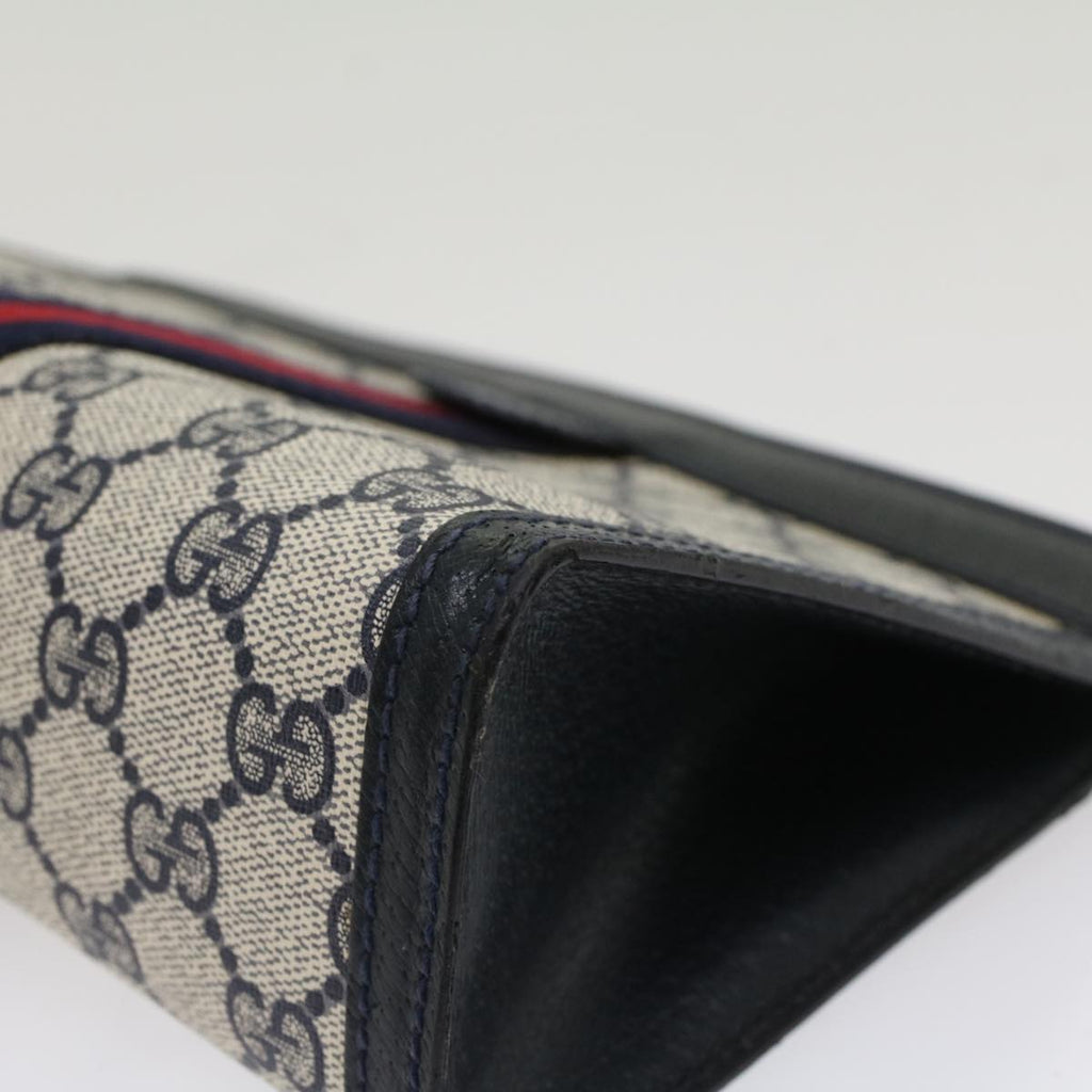 GUCCI GG Canvas Sherry Line Clutch Bag PVC Leather Gray Red Navy  th3819