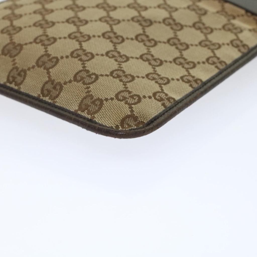 GUCCI GG Canvas Shoulder Bag Leather Beige 27639  th3823