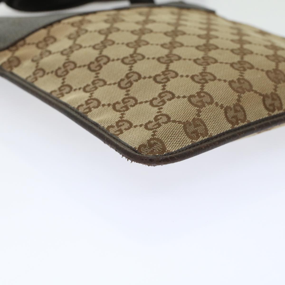 GUCCI GG Canvas Shoulder Bag Leather Beige 27639  th3823