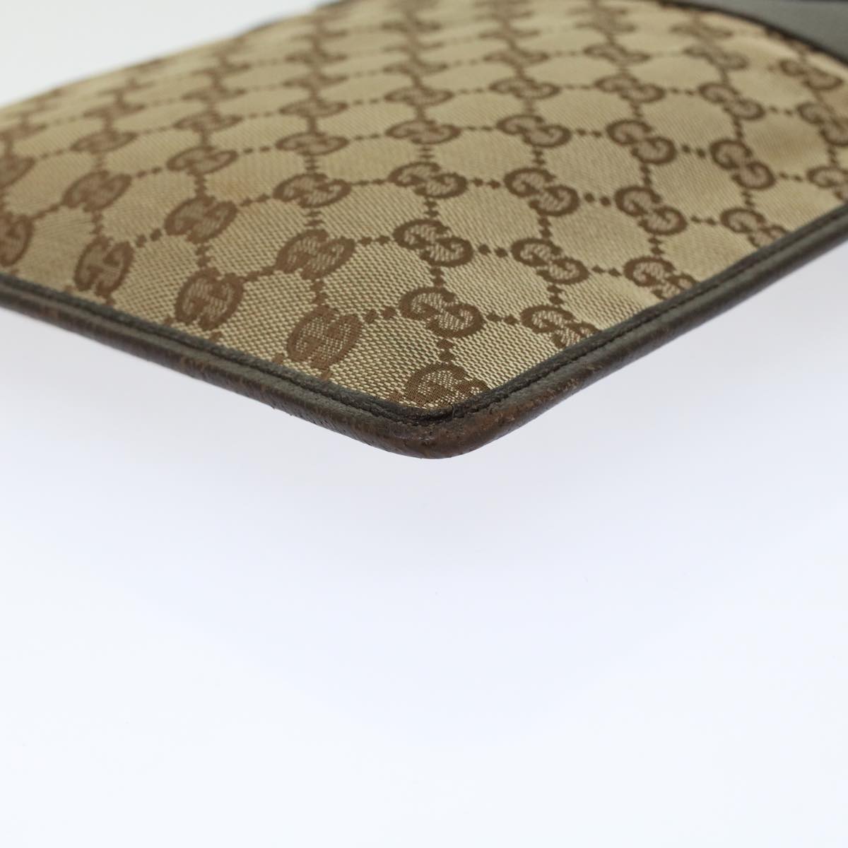 GUCCI GG Canvas Shoulder Bag Leather Beige 27639  th3823