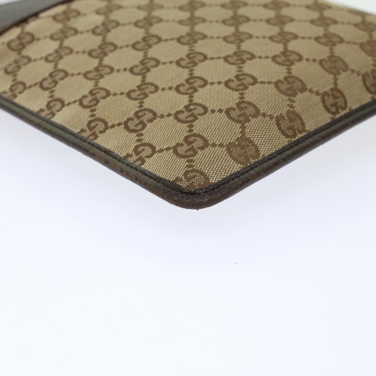 GUCCI GG Canvas Shoulder Bag Leather Beige 27639  th3823