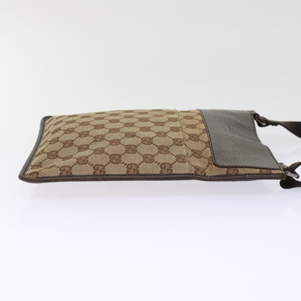 GUCCI GG Canvas Shoulder Bag Leather Beige 27639  th3823