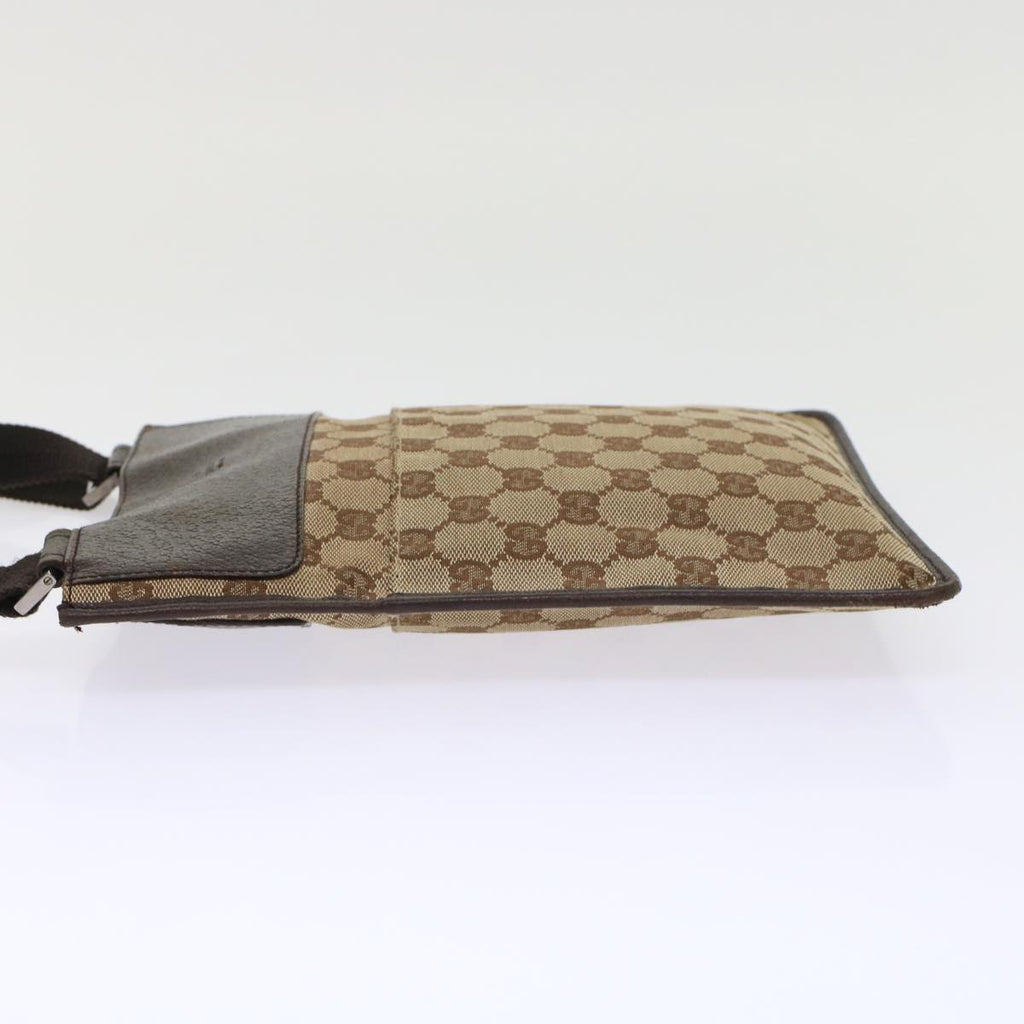 GUCCI GG Canvas Shoulder Bag Leather Beige 27639  th3823