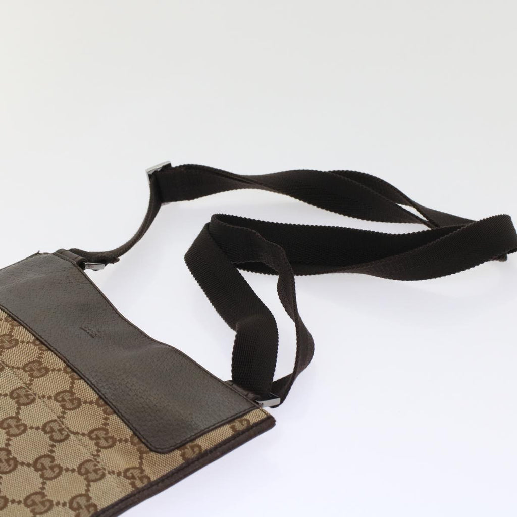GUCCI GG Canvas Shoulder Bag Leather Beige 27639  th3823