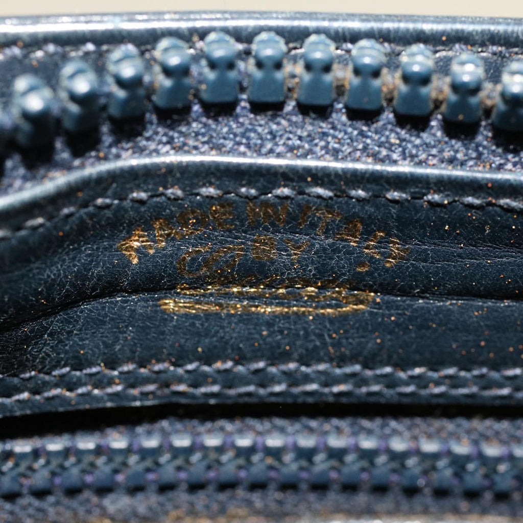 GUCCI Sherry Line Shoulder Bag Leather Navy Red  th3837