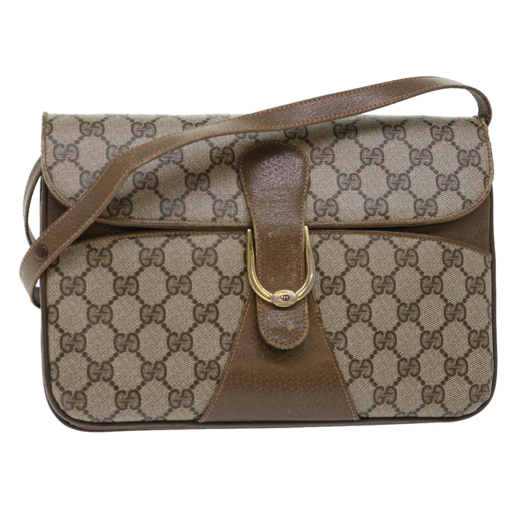 GUCCI GG Canvas Shoulder Bag PVC Leather Beige 90402025  th3857
