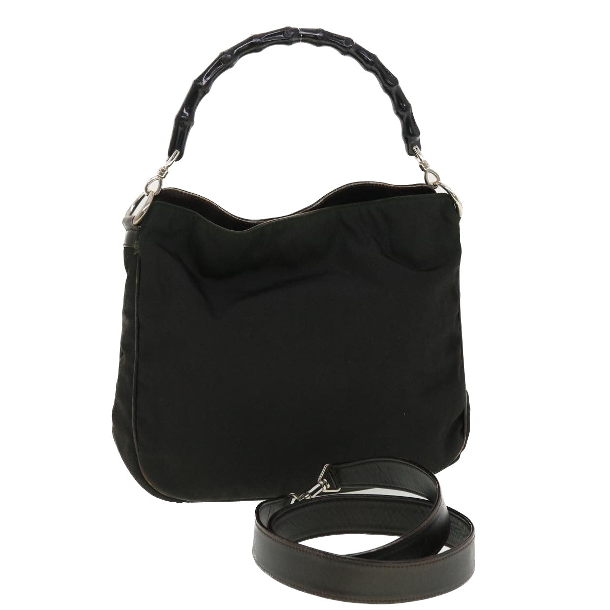 GUCCI Hand Bag Nylon 2way Brown 001 1633 002058  ti1049