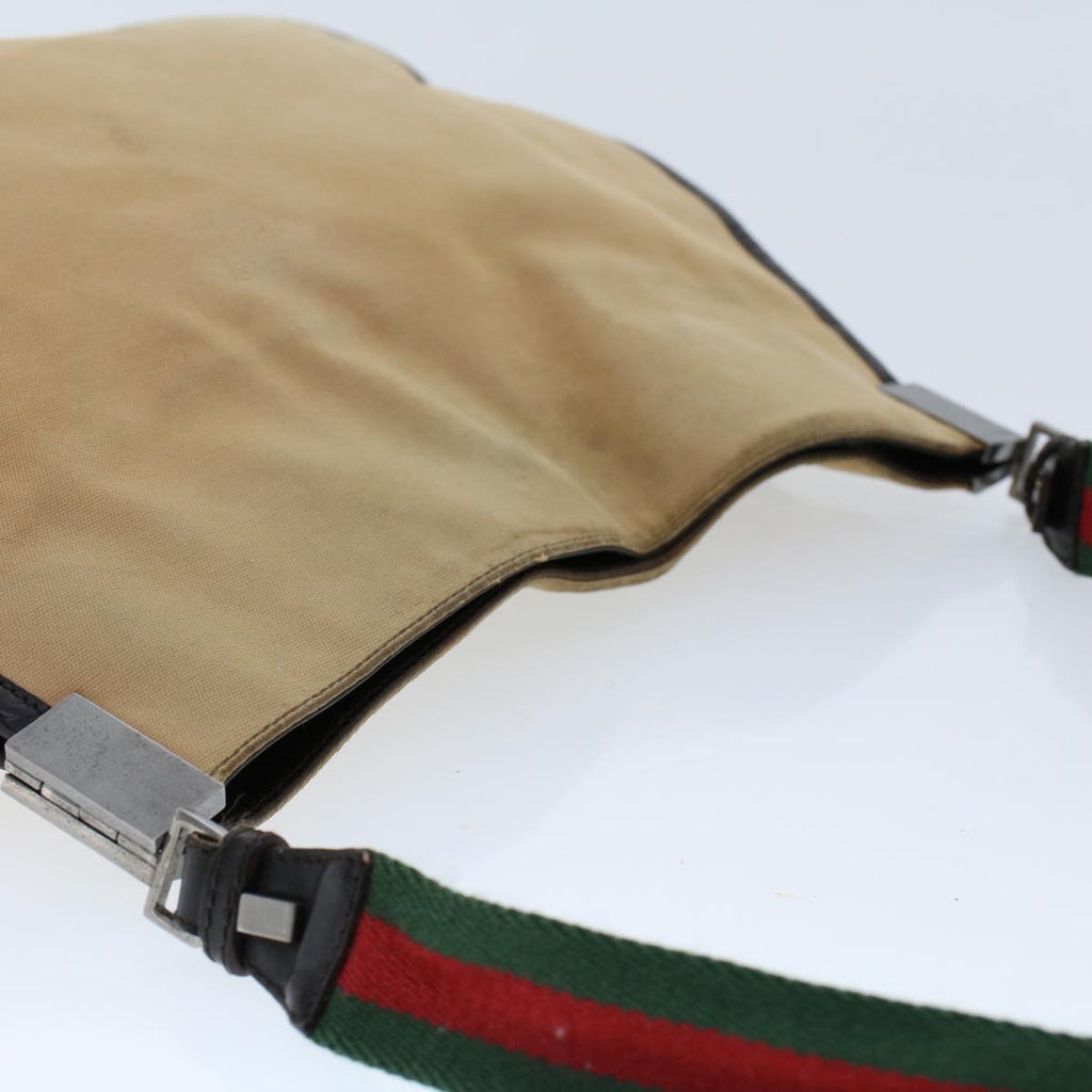 GUCCI Web Sherry Line Shoulder Bag Canvas Beige Green Red  ti1172