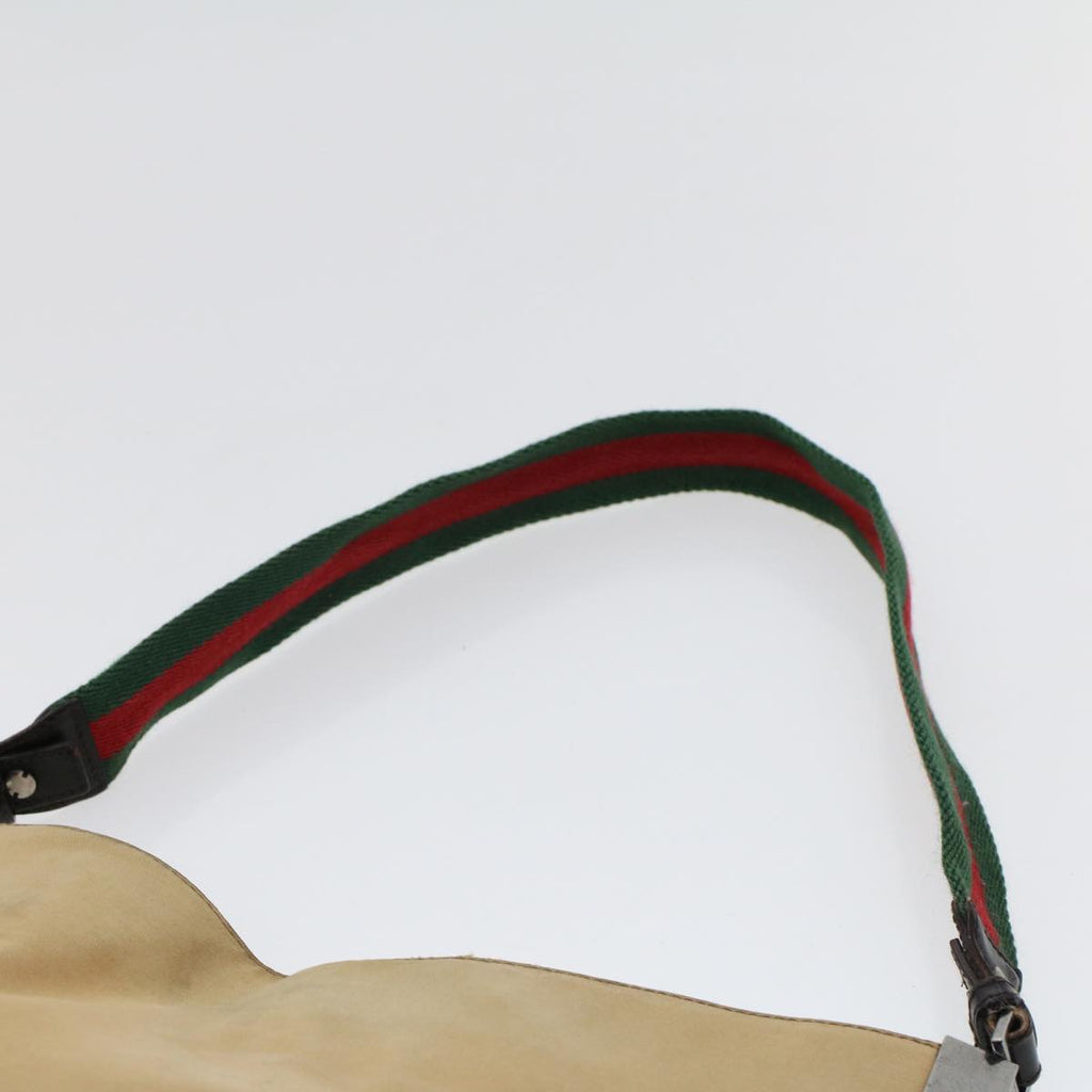 GUCCI Web Sherry Line Shoulder Bag Canvas Beige Green Red  ti1172