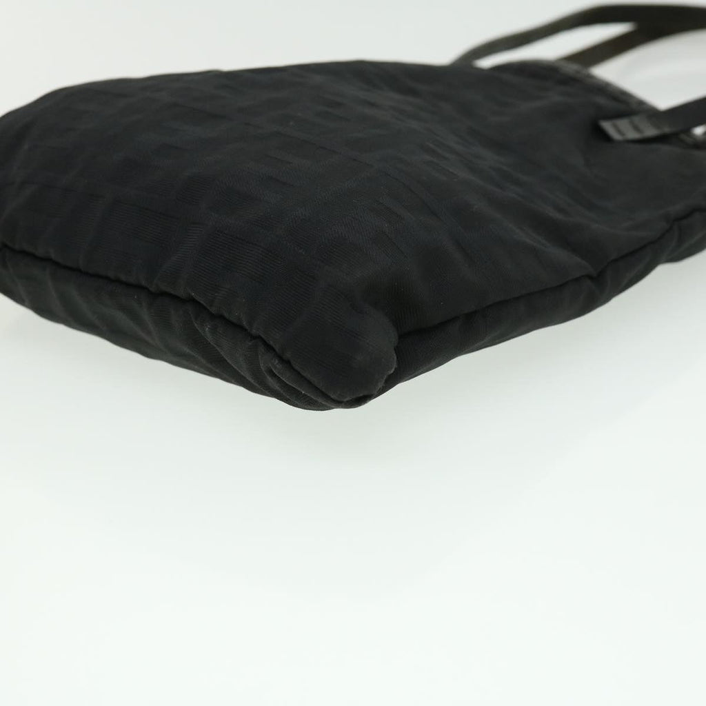 FENDI Zucca Canvas Tote Bag Nylon Black Auth ti664