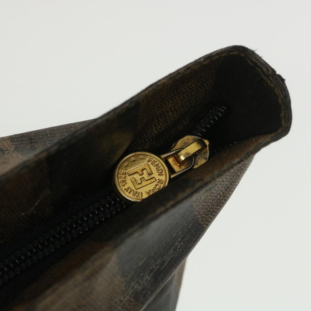FENDI Pecan Canvas Hand Bag Nylon Black Brown  ti988