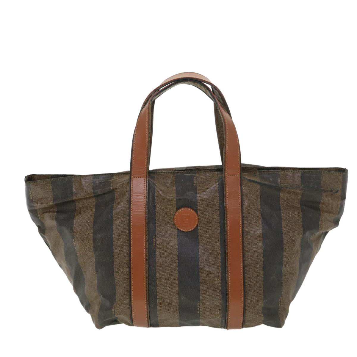FENDI Pecan Canvas Hand Bag Nylon Black Brown  ti988