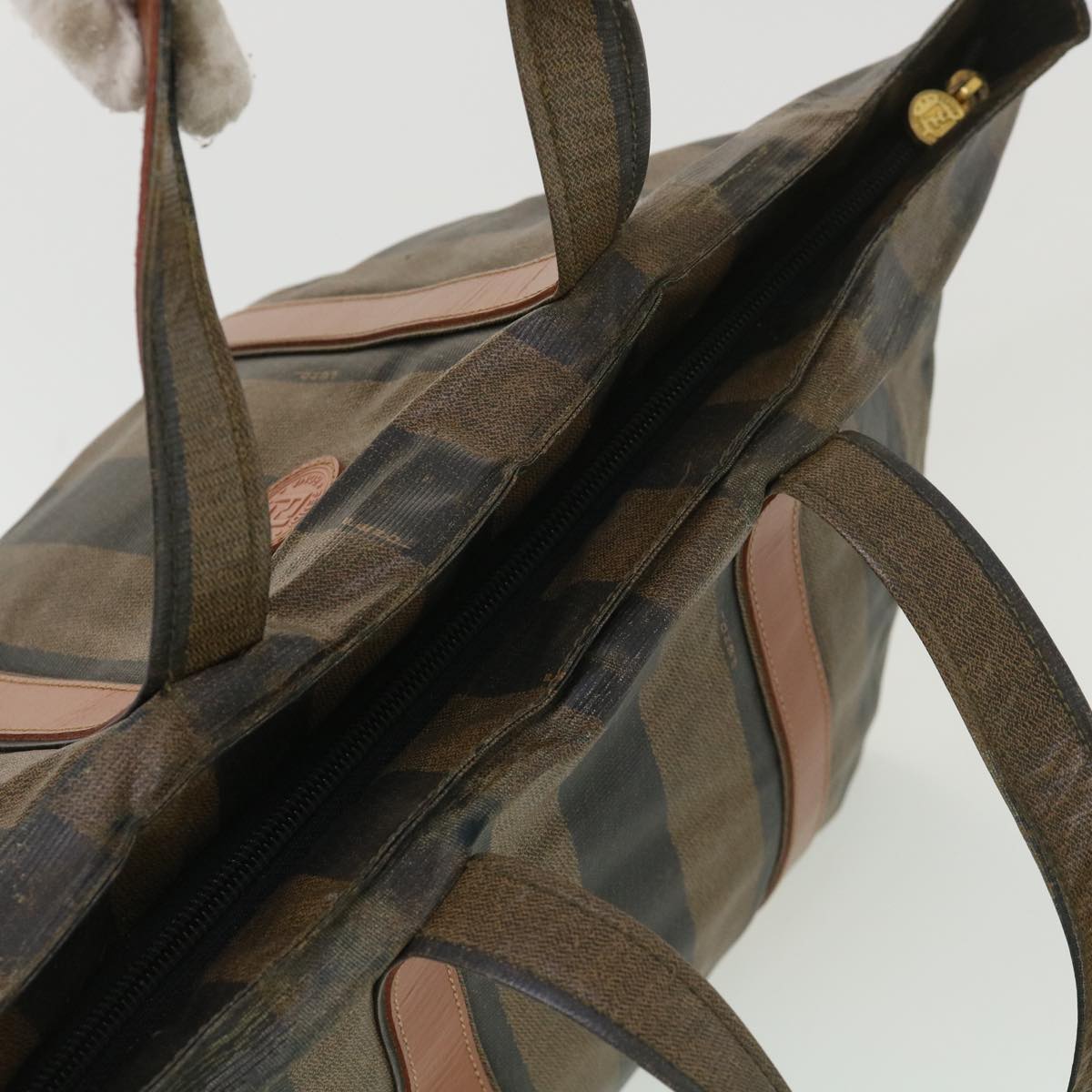 FENDI Pecan Canvas Hand Bag Nylon Black Brown  ti988