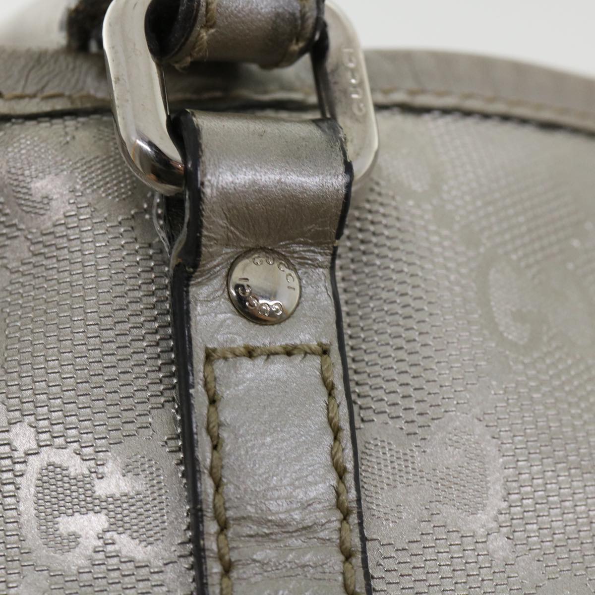 GUCCI GG Canvas Shoulder Bag Silver 197953  tp598